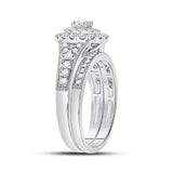 10kt White Gold Round Diamond Bridal Wedding Ring Band Set 1 Cttw