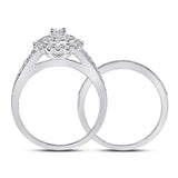 10kt White Gold Round Diamond Bridal Wedding Ring Band Set 1 Cttw