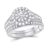 10kt White Gold Round Diamond Bridal Wedding Ring Band Set 1 Cttw
