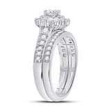 10kt White Gold Round Diamond Bridal Wedding Ring Band Set 1 Cttw