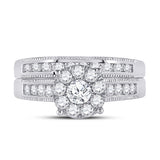 10kt White Gold Round Diamond Bridal Wedding Ring Band Set 1 Cttw
