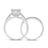 10kt White Gold Round Diamond Bridal Wedding Ring Band Set 1 Cttw