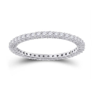 14kt White Gold Womens Round Diamond Eternity Wedding Band 1/2 Cttw