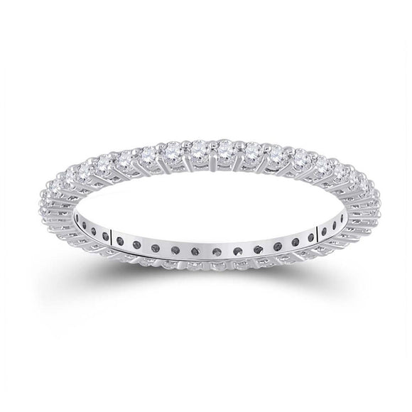 14kt White Gold Womens Round Diamond Eternity Wedding Band 1/2 Cttw