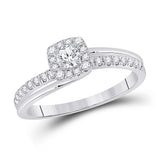 10kt White Gold Round Diamond Bridal Wedding Ring Band Set 1/2 Cttw