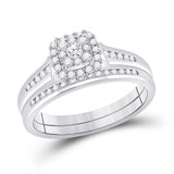 10kt White Gold Round Diamond Bridal Wedding Ring Band Set 1/2 Cttw