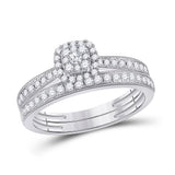 10kt White Gold Round Diamond Bridal Wedding Ring Band Set 1/2 Cttw