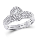 10kt White Gold Round Diamond Bridal Wedding Ring Band Set 1/2 Cttw