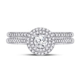 10kt White Gold Round Diamond Bridal Wedding Ring Band Set 1/2 Cttw