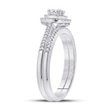 10kt White Gold Round Diamond Bridal Wedding Ring Band Set 1/2 Cttw