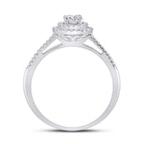 10kt White Gold Round Diamond Bridal Wedding Ring Band Set 1/2 Cttw