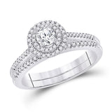 10kt White Gold Round Diamond Bridal Wedding Ring Band Set 1/2 Cttw