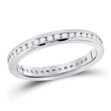 14kt White Gold Womens Round Diamond Eternity Wedding Band 1/2 Cttw