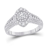 14kt White Gold Round Diamond Halo Bridal Wedding Engagement Ring 1 Cttw