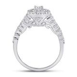 14kt White Gold Round Diamond Halo Bridal Wedding Engagement Ring 1-1/5 Cttw