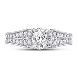 14kt White Gold Oval Diamond Solitaire Bridal Wedding Engagement Ring 1-1/2 Cttw
