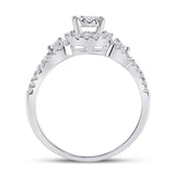 14kt White Gold Round Diamond 3-stone Bridal Wedding Engagement Ring 5/8 Cttw