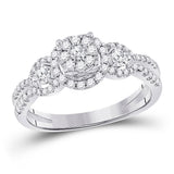 14kt White Gold Round Diamond 3-stone Bridal Wedding Engagement Ring 5/8 Cttw