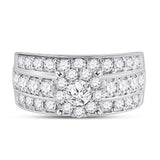 14kt White Gold Round Diamond Halo Bridal Wedding Engagement Ring 2 Cttw