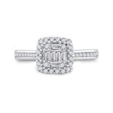 14kt White Gold Baguette Diamond Cluster Bridal Wedding Engagement Ring 1/2 Cttw