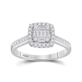 14kt White Gold Baguette Diamond Cluster Bridal Wedding Engagement Ring 1/2 Cttw