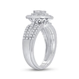 14kt White Gold Round Diamond Bridal Wedding Ring Band Set 1 Cttw