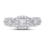 14kt White Gold Princess Diamond Halo Bridal Wedding Engagement Ring 1 Cttw