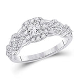 14kt White Gold Princess Diamond Halo Bridal Wedding Engagement Ring 1 Cttw