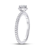 14kt White Gold Round Diamond Halo Bridal Wedding Engagement Ring 1/2 Cttw