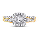 14kt Yellow Gold Princess Diamond Bridal Wedding Ring Band Set 1/2 Cttw