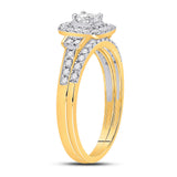 14kt Yellow Gold Princess Diamond Bridal Wedding Ring Band Set 1/2 Cttw
