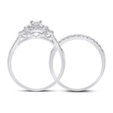 14kt White Gold Princess Diamond Bridal Wedding Ring Band Set 1/2 Cttw