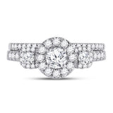 14kt White Gold Round Diamond Bridal Wedding Ring Band Set 1 Cttw