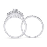 14kt White Gold Round Diamond Bridal Wedding Ring Band Set 1 Cttw