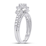 14kt White Gold Round Diamond Bridal Wedding Ring Band Set 1 Cttw
