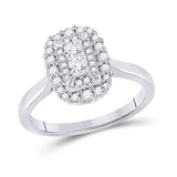 10kt White Gold Princess Diamond Halo Bridal Wedding Engagement Ring 1/2 Cttw
