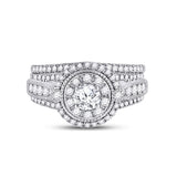14kt White Gold Round Diamond Bridal Wedding Ring Band Set 1 Cttw
