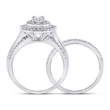 14kt White Gold Round Diamond Bridal Wedding Ring Band Set 1 Cttw