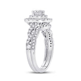 14kt White Gold Round Diamond Bridal Wedding Ring Band Set 1 Cttw