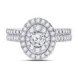 14kt White Gold Round Diamond Bridal Wedding Ring Band Set 1 Cttw