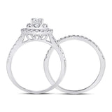 14kt White Gold Round Diamond Bridal Wedding Ring Band Set 1 Cttw