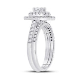14kt White Gold Round Diamond Bridal Wedding Ring Band Set 1 Cttw