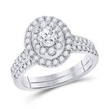 14kt White Gold Round Diamond Bridal Wedding Ring Band Set 1 Cttw