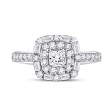 14kt White Gold Princess Diamond Halo Bridal Wedding Engagement Ring 1 Cttw