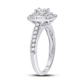 14kt White Gold Princess Diamond Halo Bridal Wedding Engagement Ring 1 Cttw