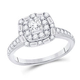 14kt White Gold Princess Diamond Halo Bridal Wedding Engagement Ring 1 Cttw