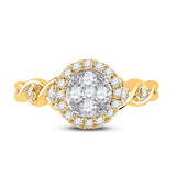 10kt Yellow Gold Womens Round Diamond Cluster Halo Ring 1/2 Cttw