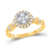 10kt Yellow Gold Womens Round Diamond Cluster Halo Ring 1/2 Cttw