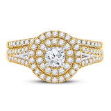 14kt Yellow Gold Round Diamond Bridal Wedding Ring Band Set 1 Cttw