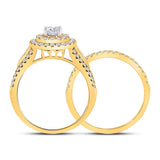 14kt Yellow Gold Round Diamond Bridal Wedding Ring Band Set 1 Cttw